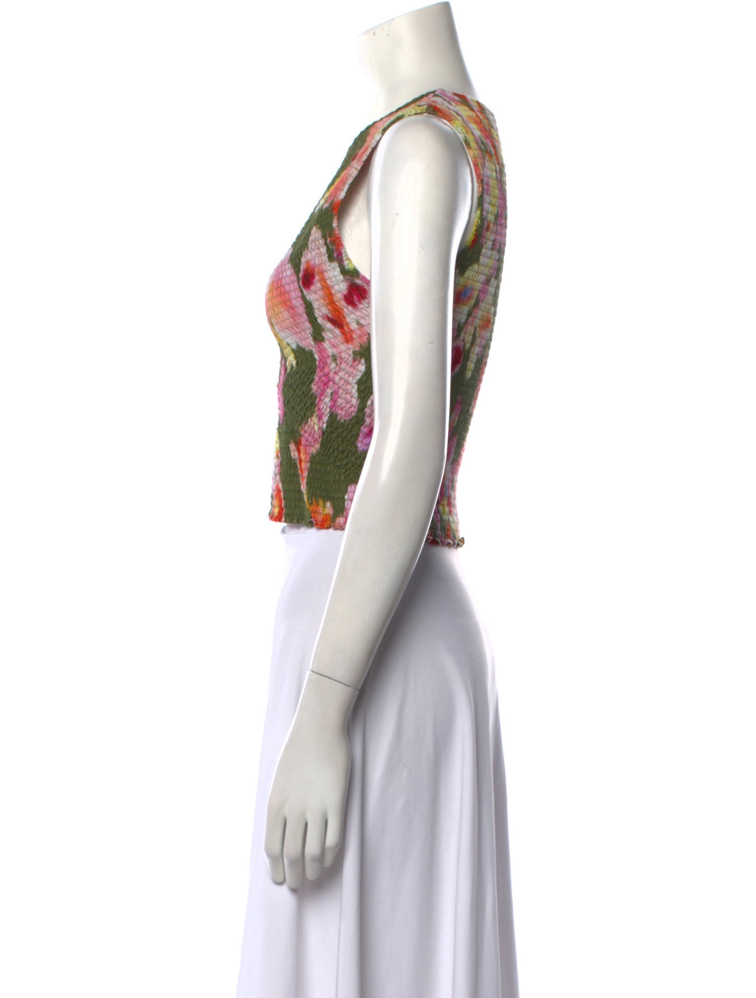 La Ligne Floral Print Crew Neck Crop Top