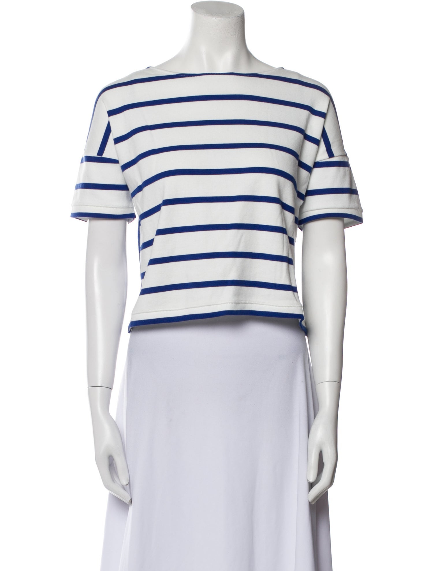 La Ligne Striped Bateau Neckline Crop Top