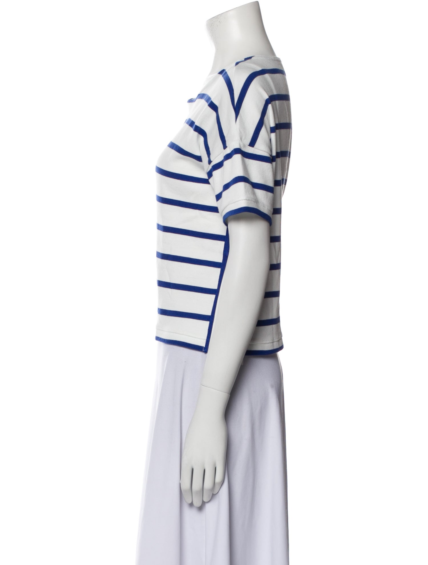 La Ligne Striped Bateau Neckline Crop Top