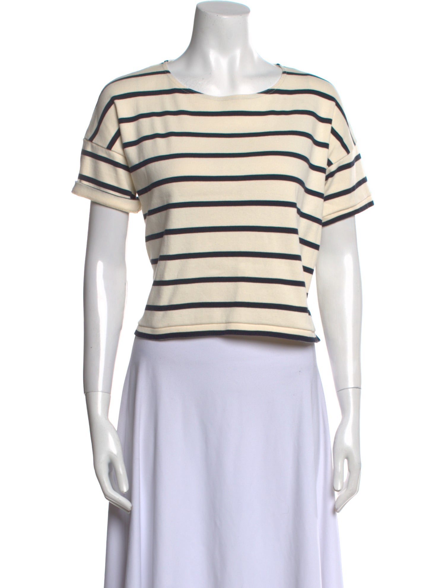 La Ligne Striped Crew Neck Crop Top