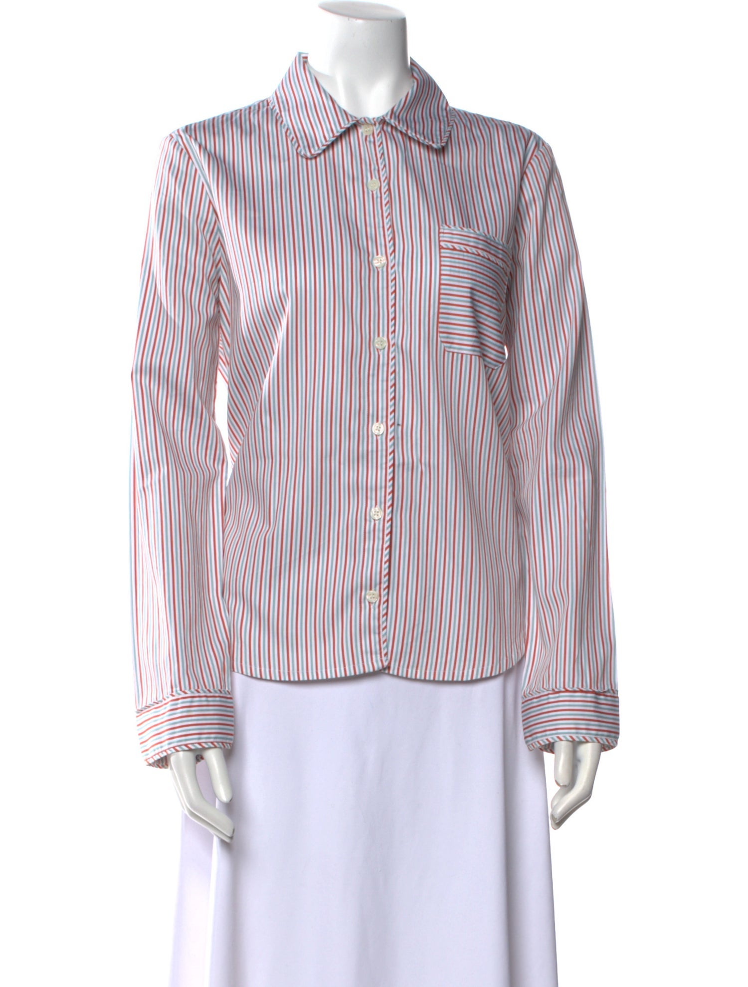 La Ligne Striped Long Sleeve Button-Up Top
