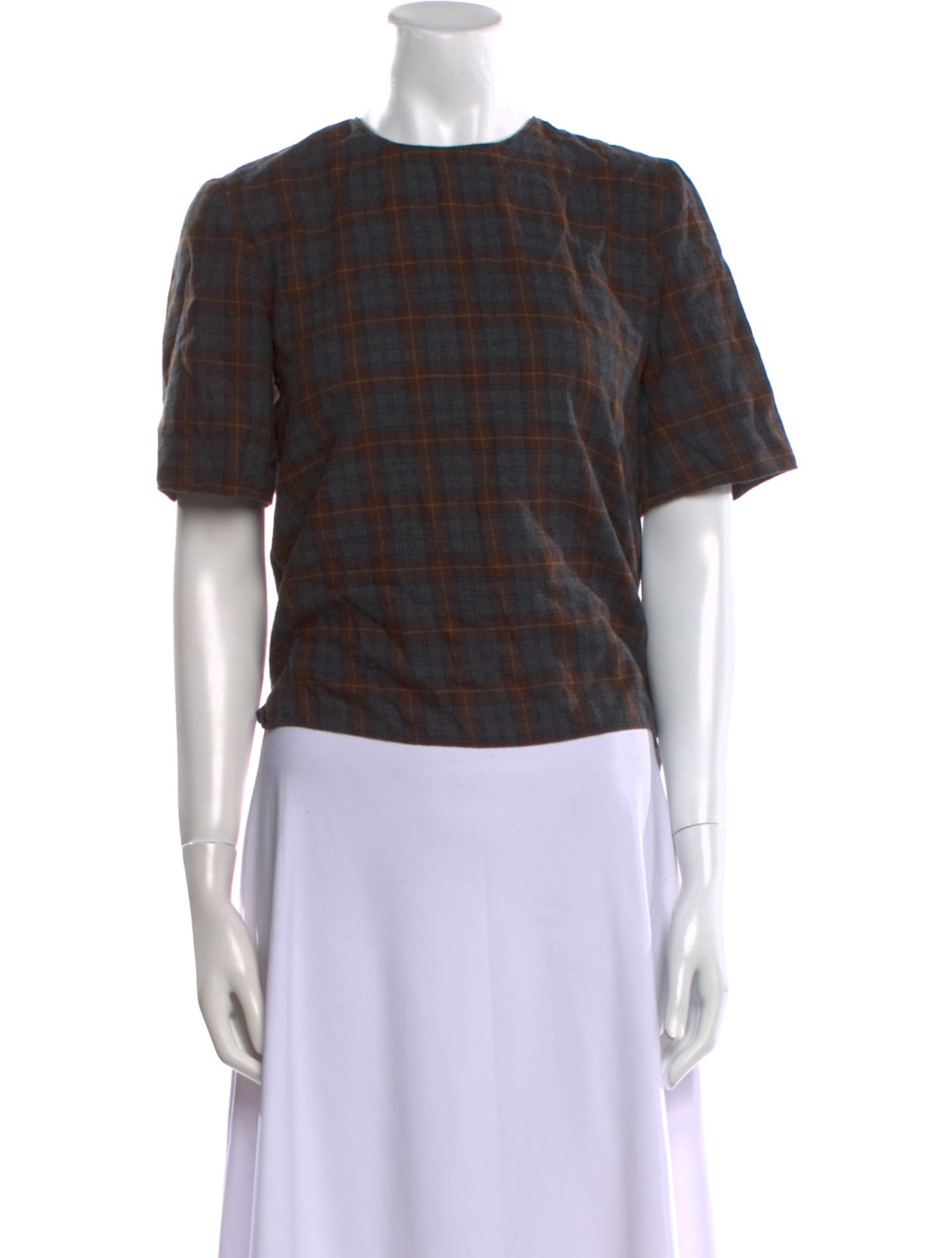 La Ligne Plaid Print Crew Neck T-Shirt