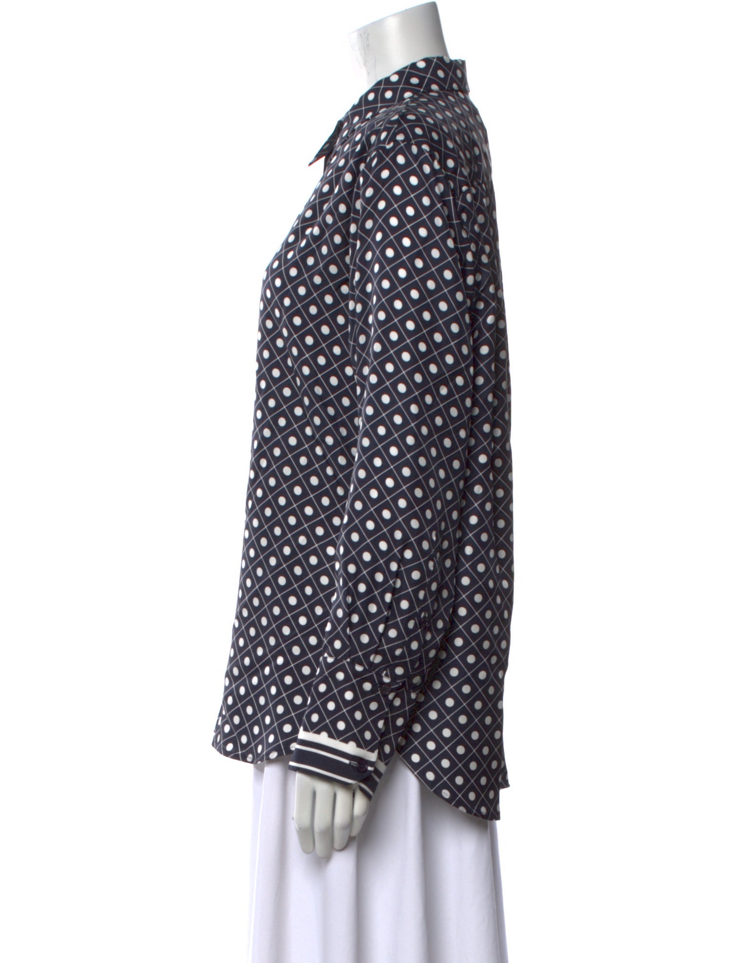 La Ligne Silk Polka Dot Print Button-Up Top