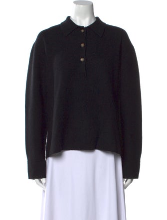 La Ligne Wool Long Sleeve Button-Up Top