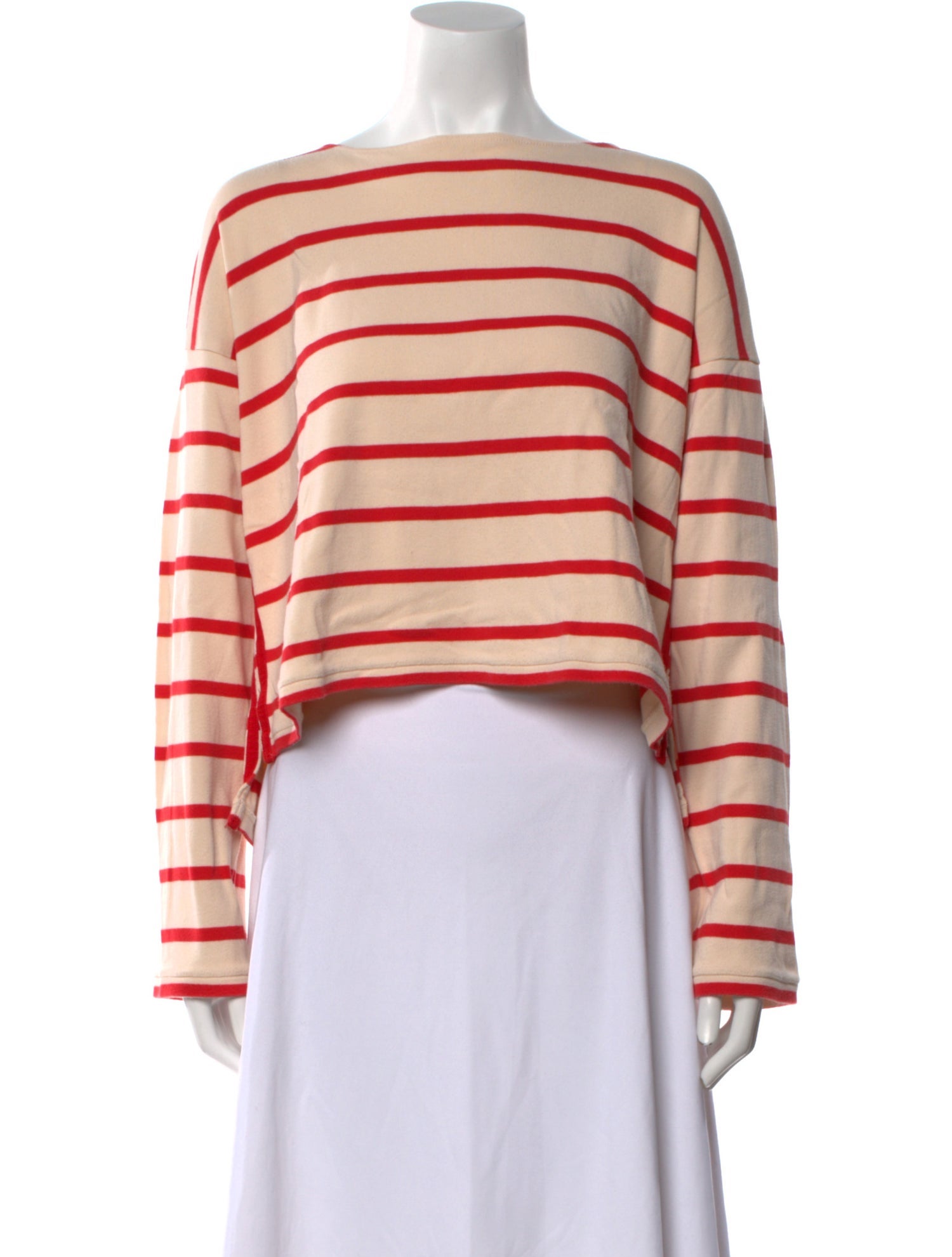 La Ligne Striped Bateau Neckline Crop Top