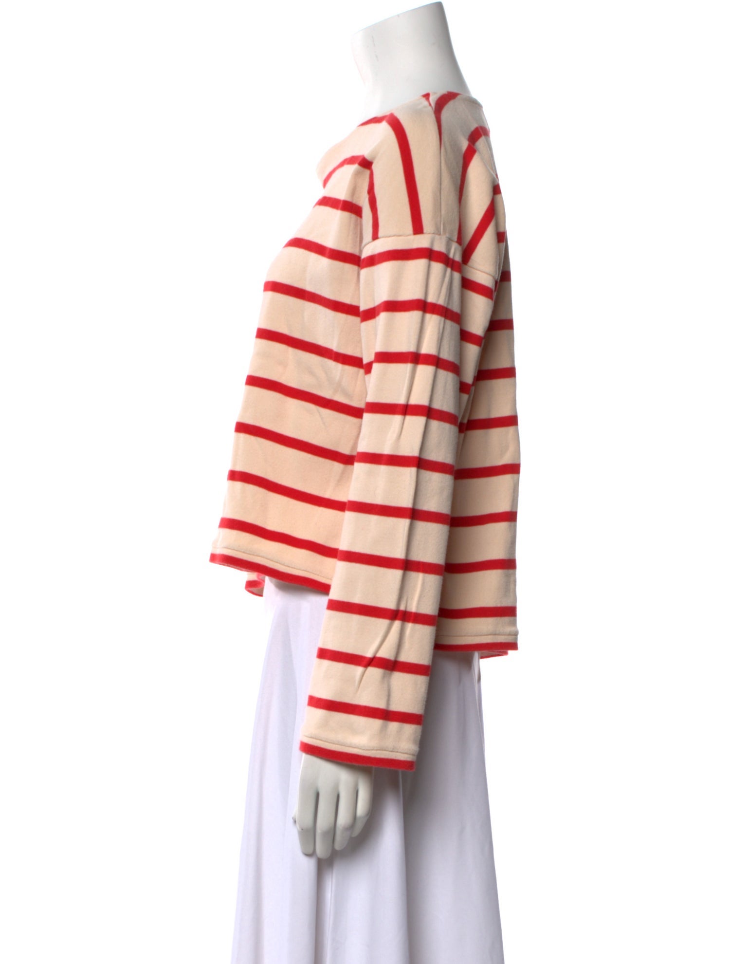 La Ligne Striped Bateau Neckline Crop Top