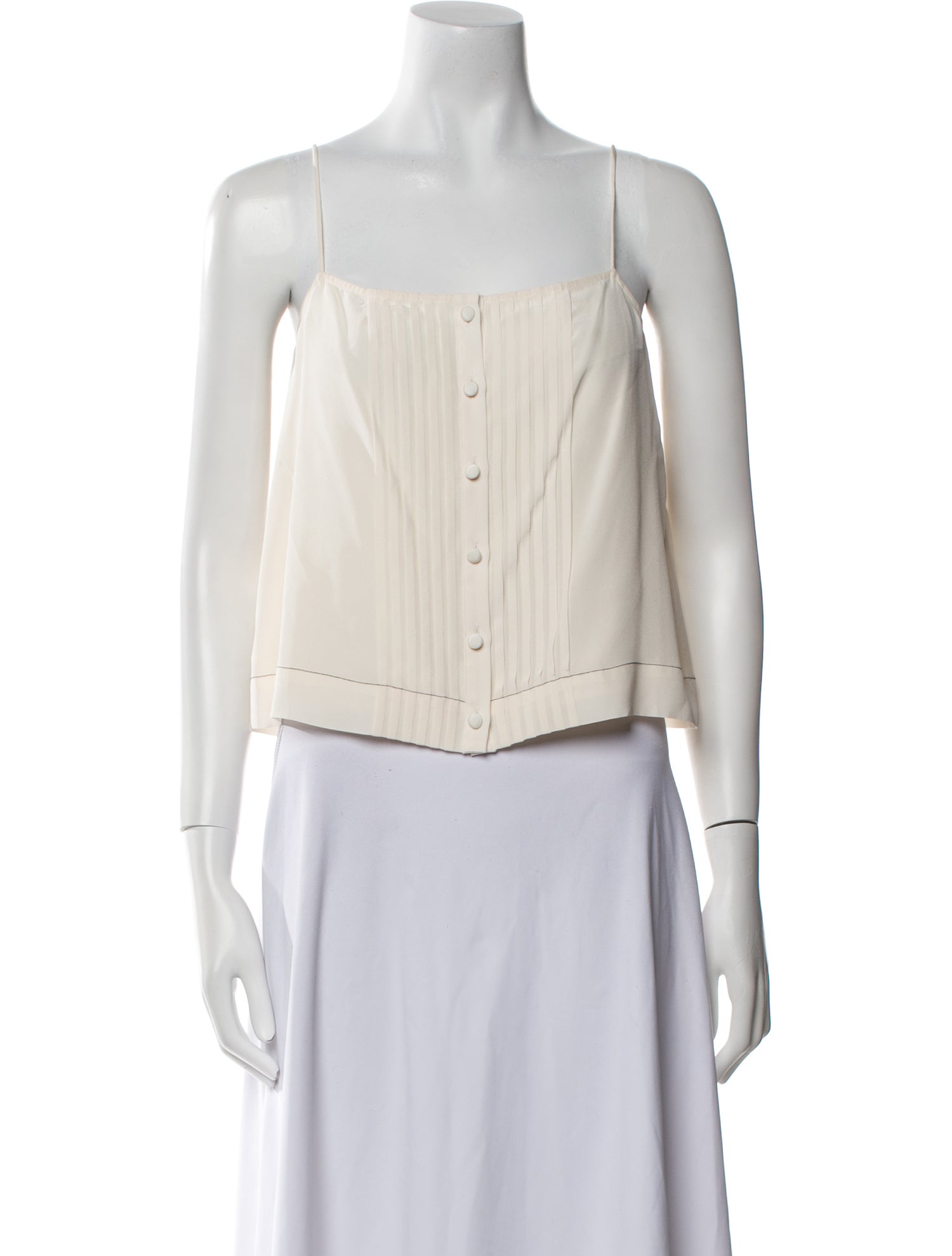 La Ligne Silk Square Neckline Crop Top