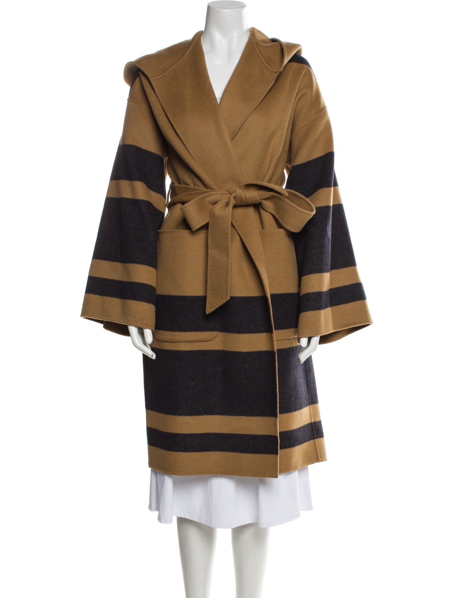 La Ligne Wool Striped Trench Coat