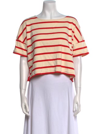 La Ligne Striped Bateau Neckline Crop Top
