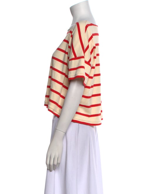 La Ligne Striped Bateau Neckline Crop Top