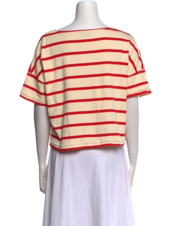 La Ligne Striped Bateau Neckline Crop Top