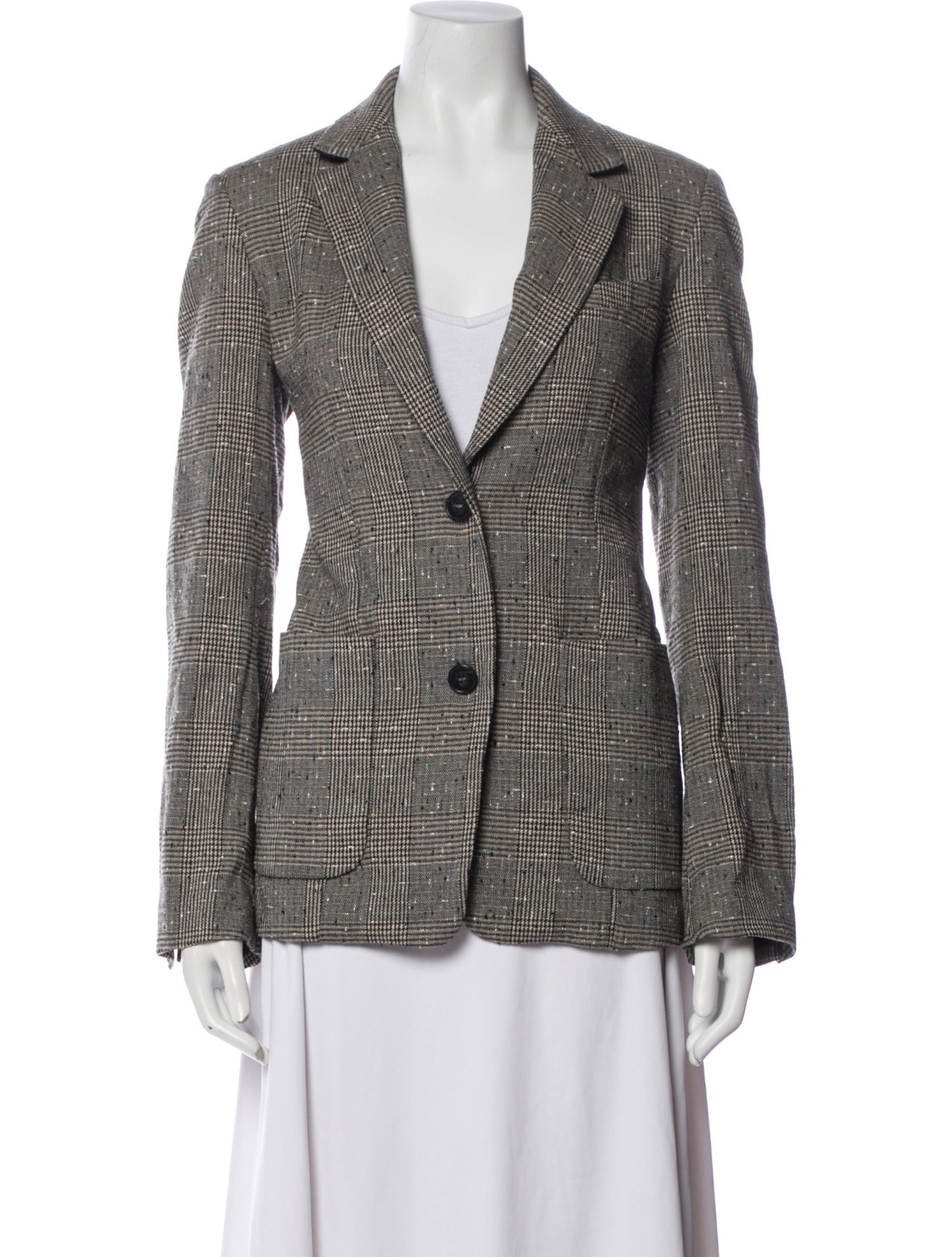 La Ligne Wool Plaid Print Blazer