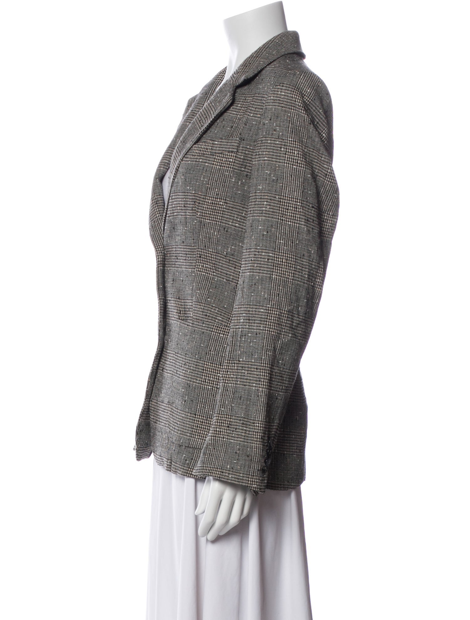 La Ligne Wool Plaid Print Blazer