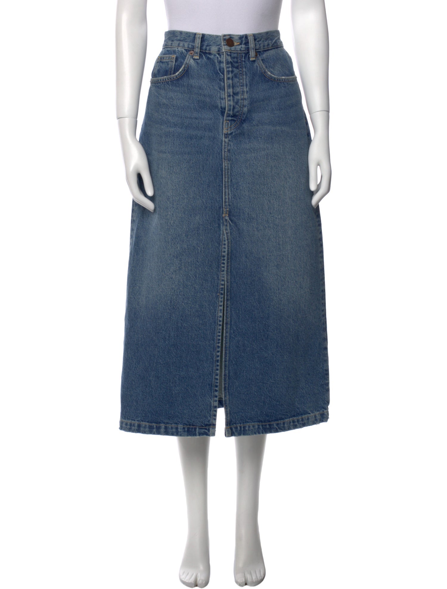 La Ligne Distressed Accents Midi Length Skirt