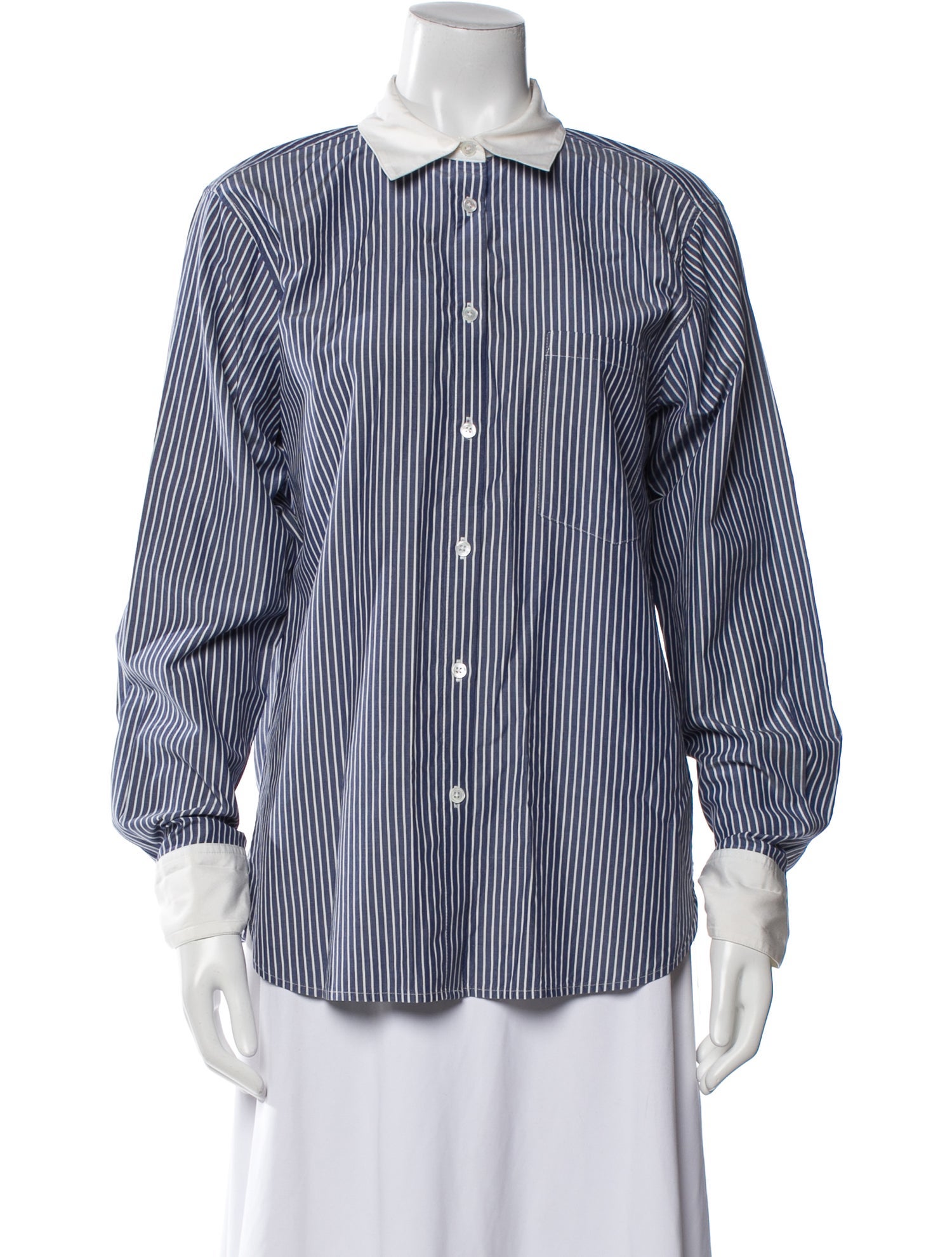 La Ligne Striped Long Sleeve Button-Up Top