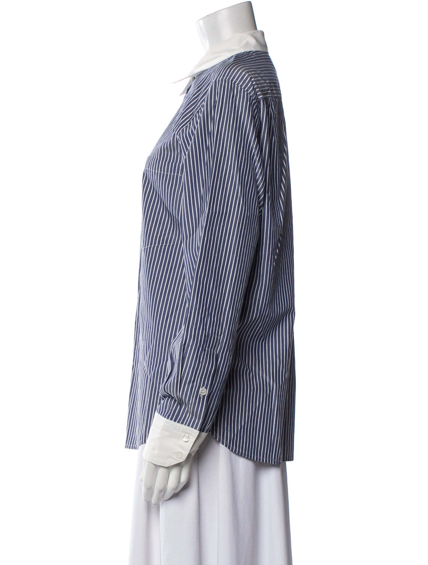 La Ligne Striped Long Sleeve Button-Up Top