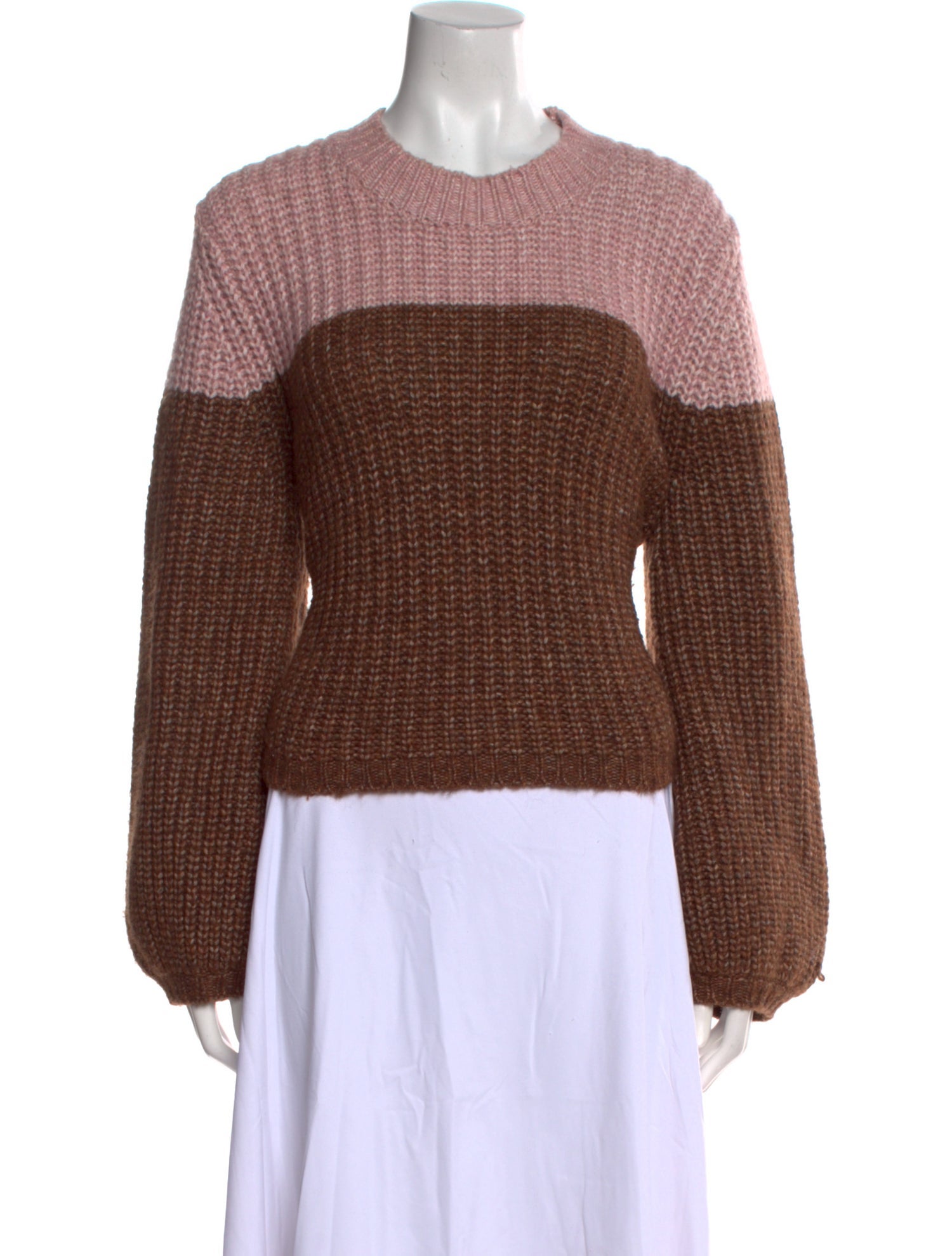 La Ligne Colorblock Pattern Crew Neck Sweater