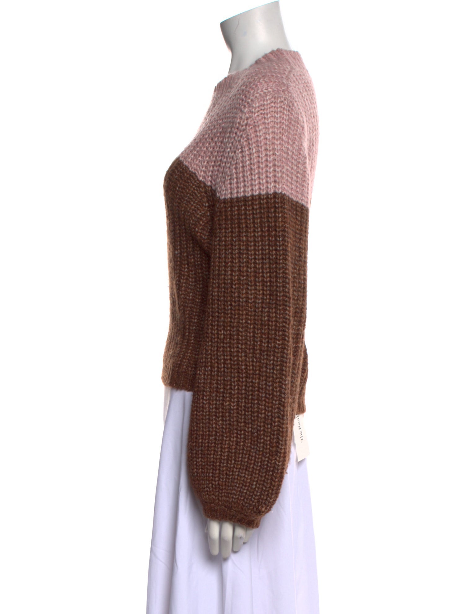 La Ligne Colorblock Pattern Crew Neck Sweater