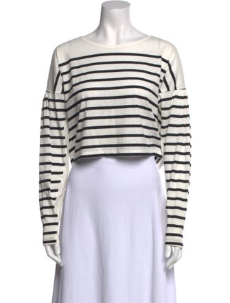 La Ligne Striped Bateau Neckline Crop Top