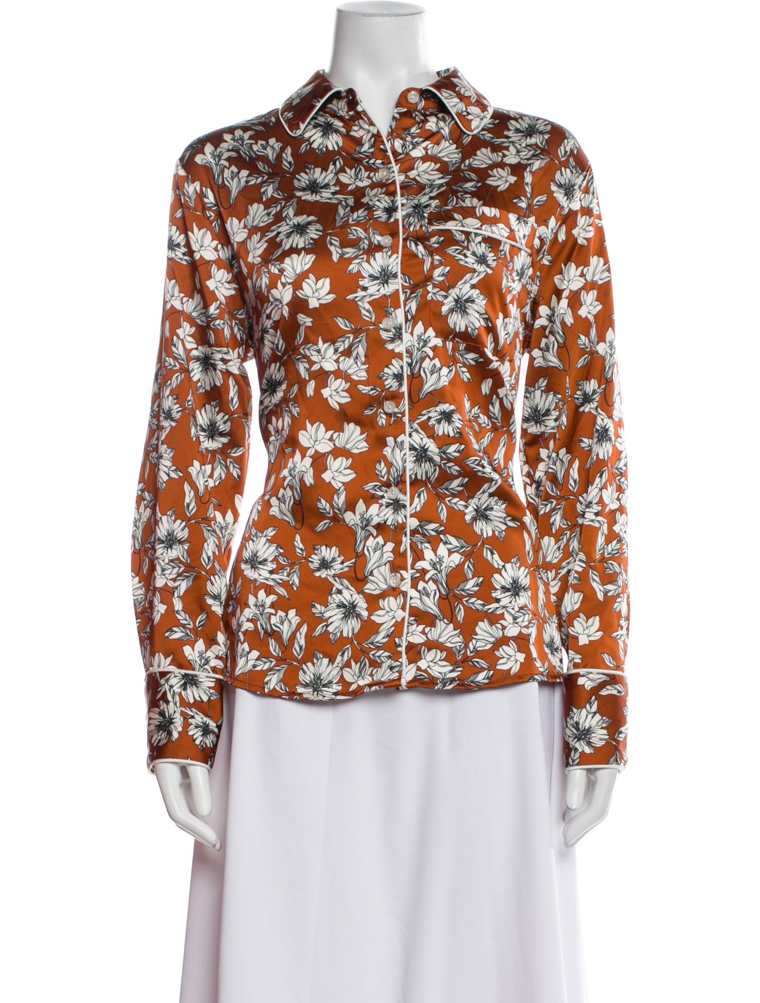 La Ligne Printed Long Sleeve Button-Up Top w/ Tags