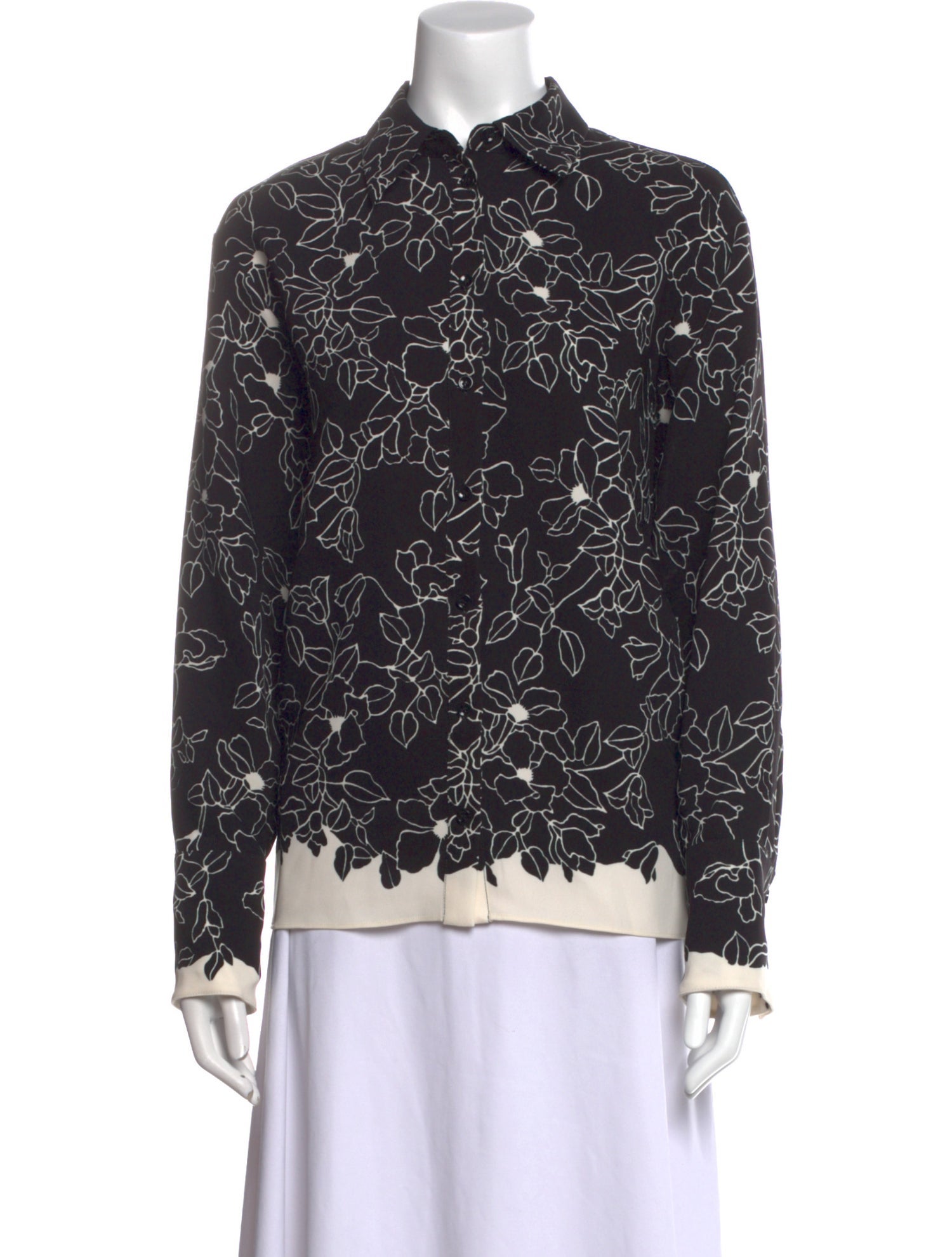 La Ligne Printed Long Sleeve Button-Up Top