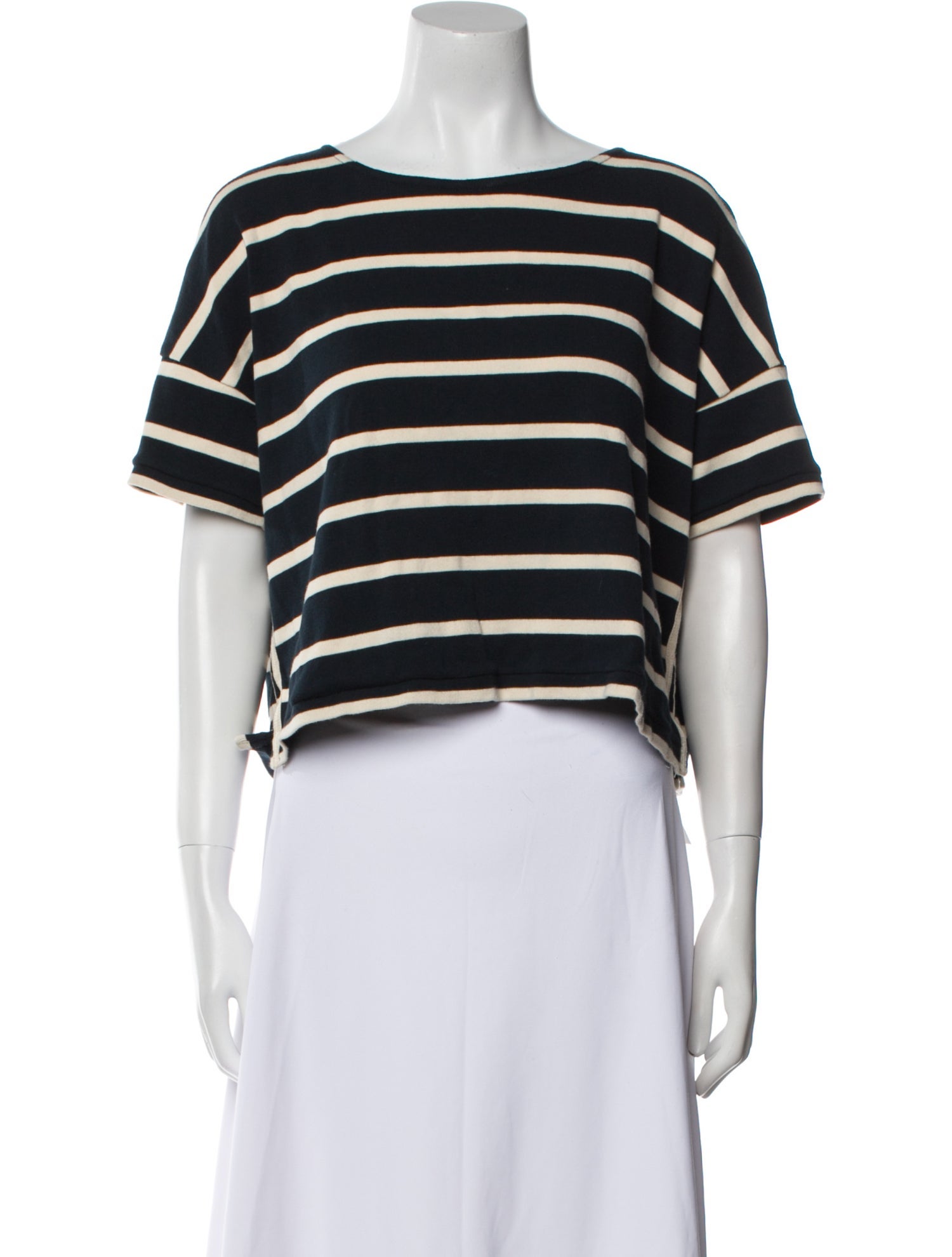 La Ligne Striped Bateau Neckline Crop Top