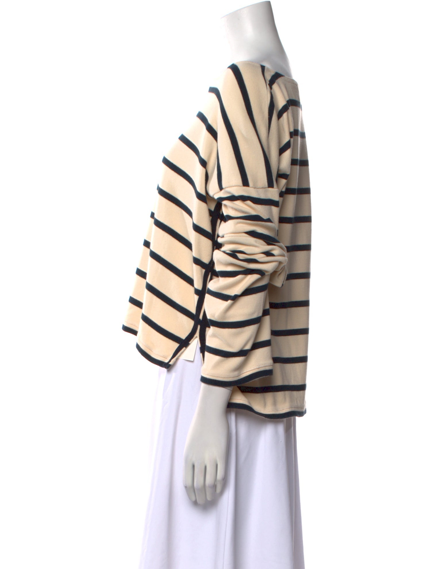 La Ligne Striped Bateau Neckline Crop Top