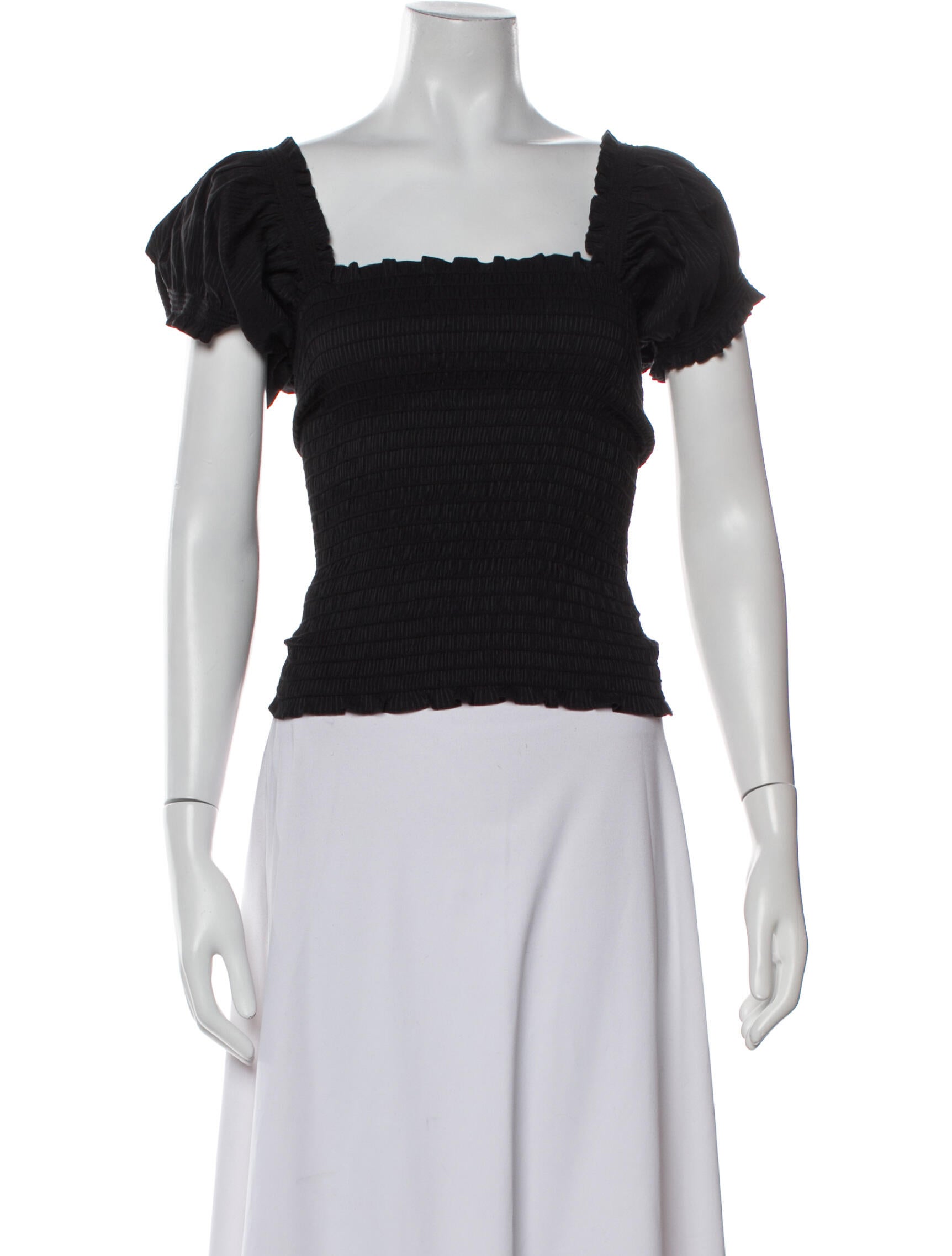 La Ligne Square Neckline Short Sleeve Crop Top