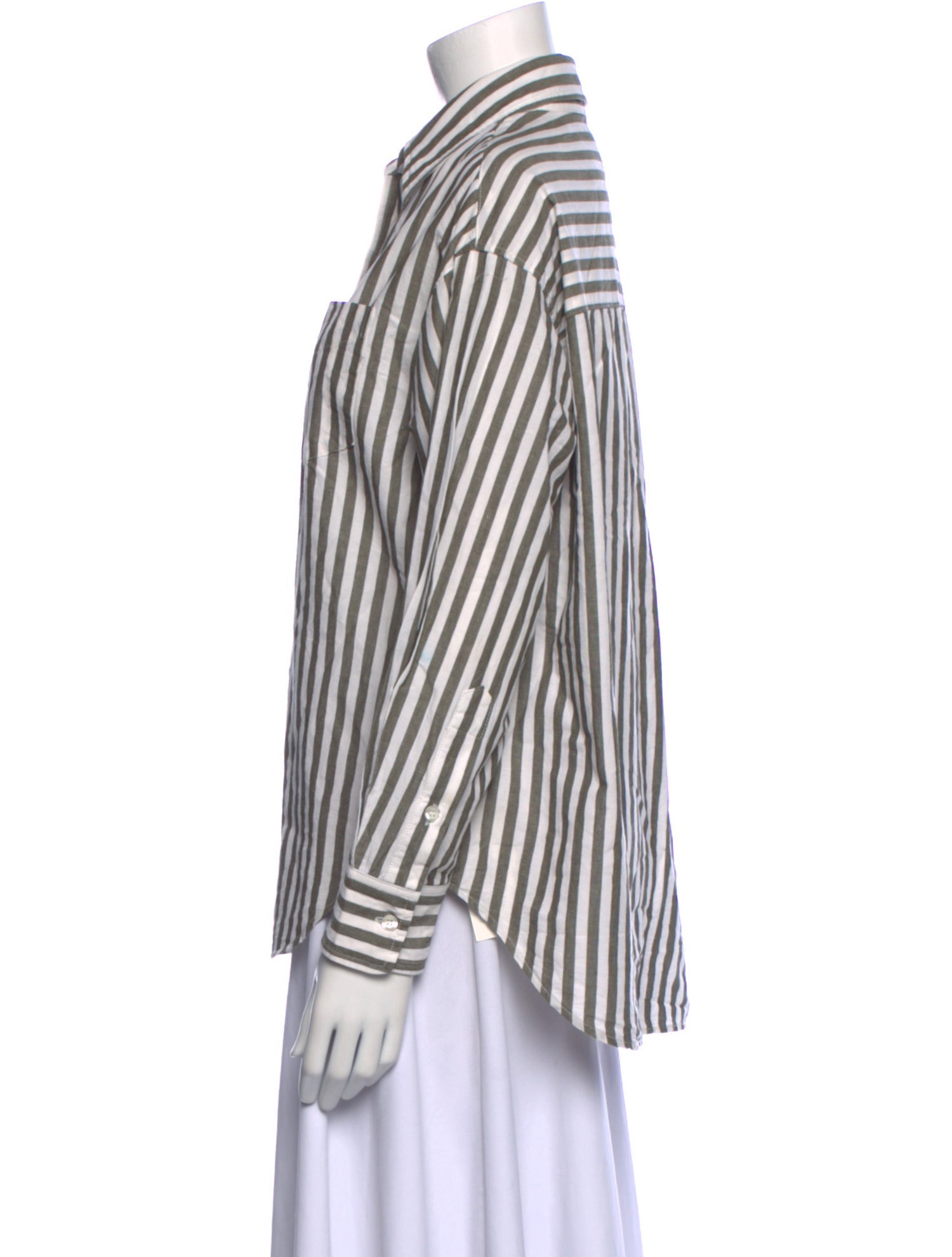 La Ligne Striped Long Sleeve Button-Up Top