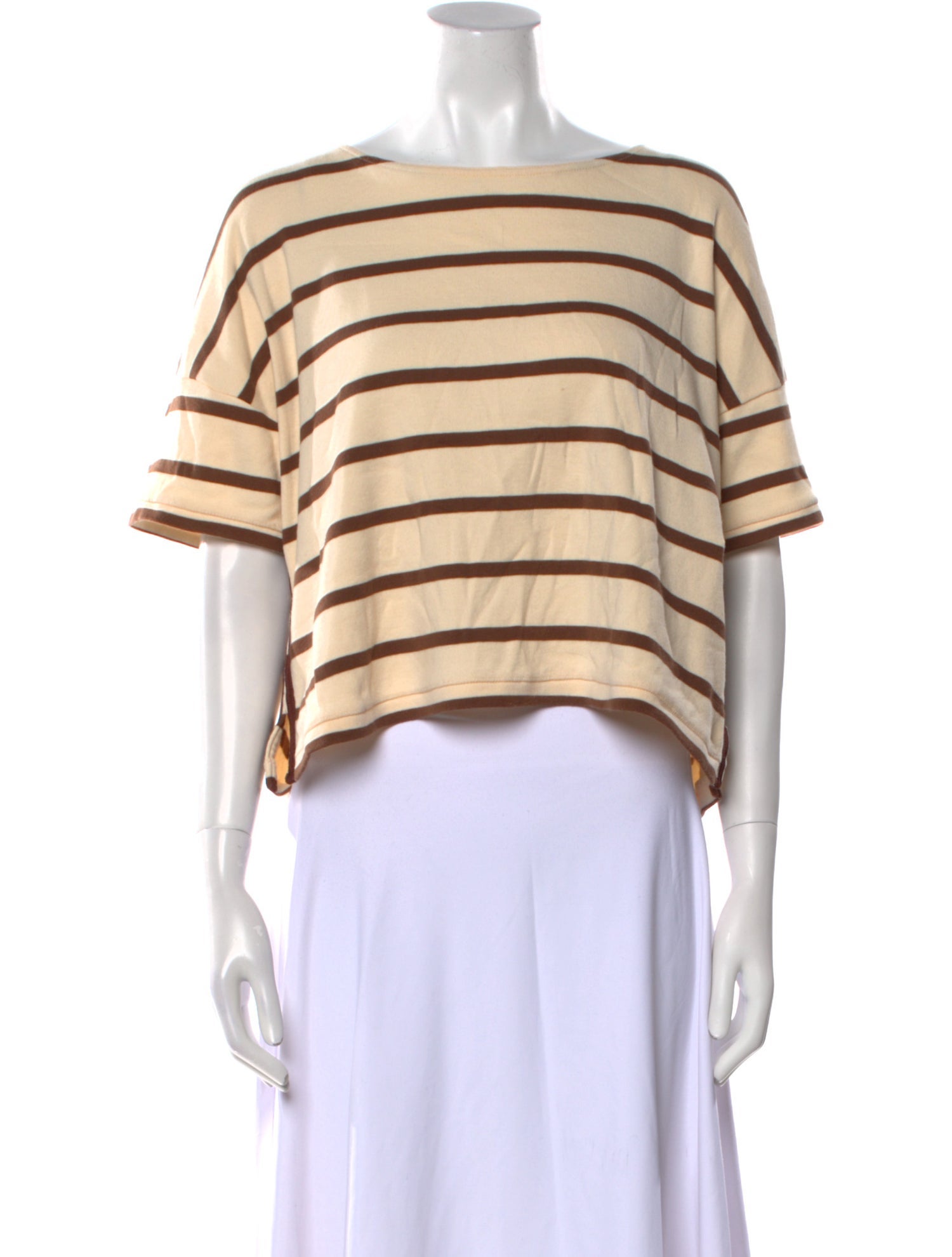 La Ligne Striped Bateau Neckline Crop Top