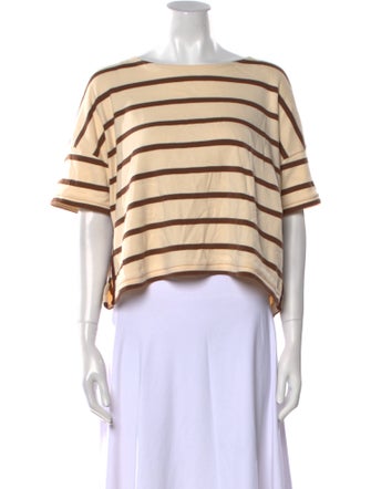 La Ligne Striped Bateau Neckline Crop Top