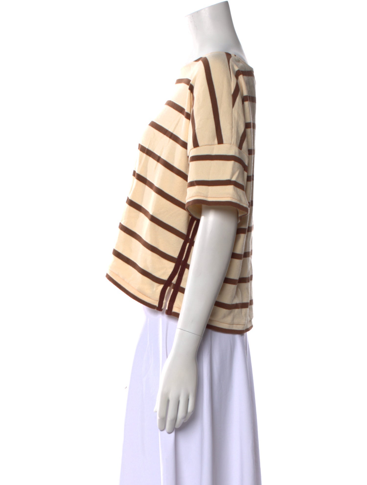 La Ligne Striped Bateau Neckline Crop Top