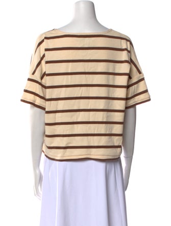 La Ligne Striped Bateau Neckline Crop Top