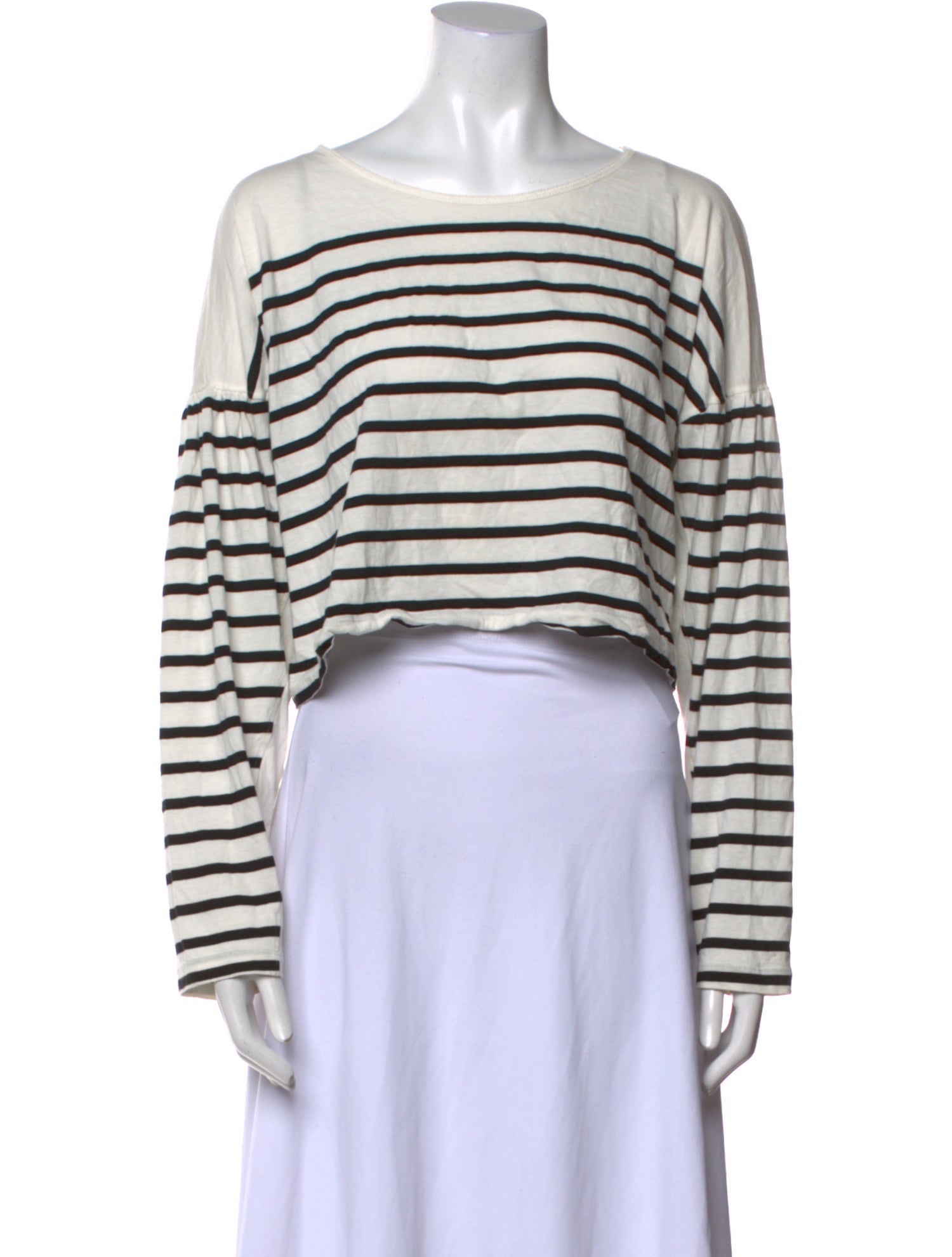 La Ligne Striped Bateau Neckline Crop Top