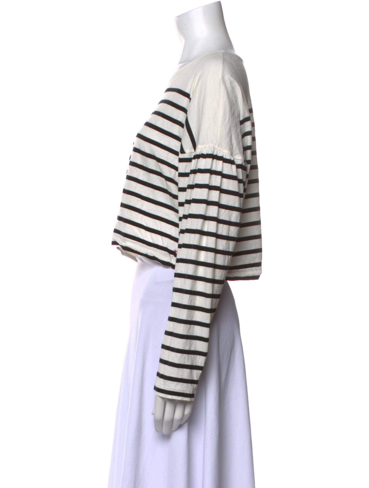 La Ligne Striped Bateau Neckline Crop Top