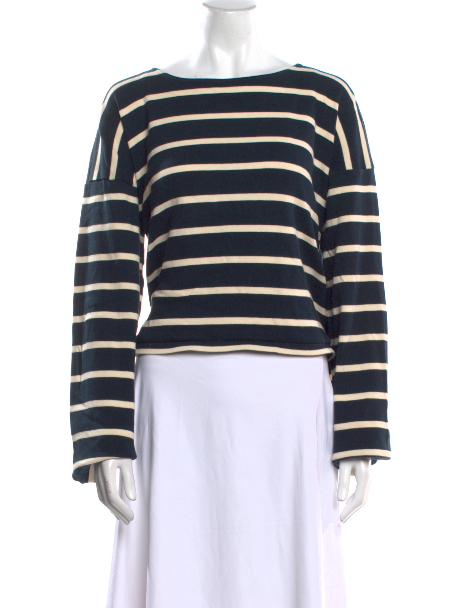 La Ligne Striped Bateau Neckline Sweatshirt
