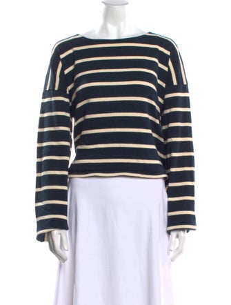 La Ligne Striped Bateau Neckline Sweatshirt