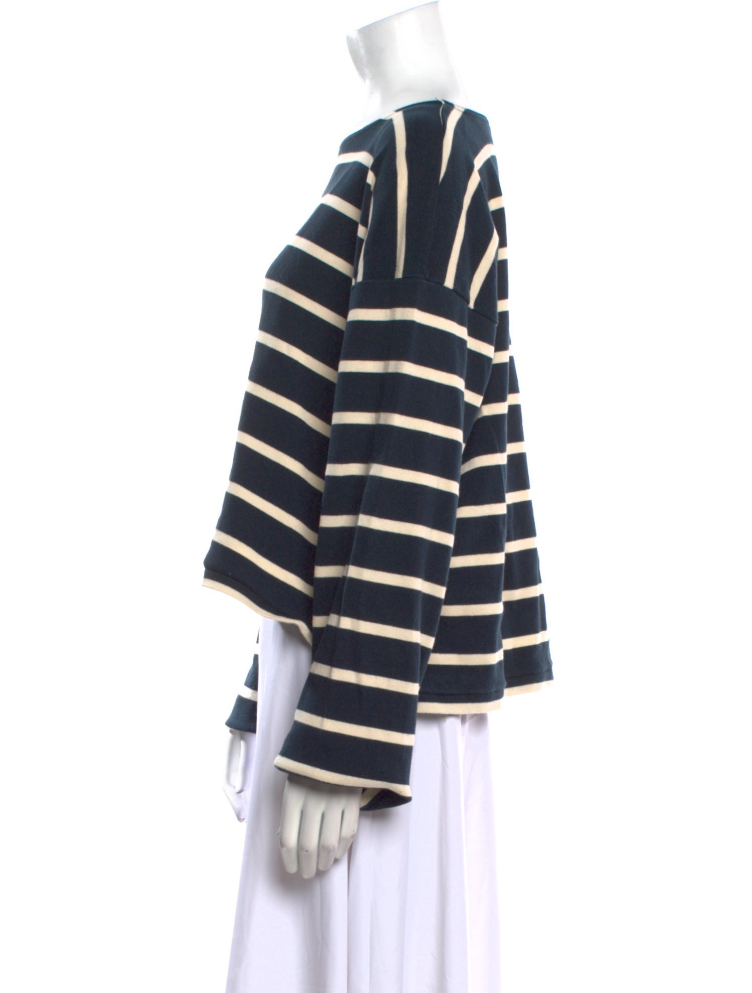 La Ligne Striped Bateau Neckline Sweatshirt