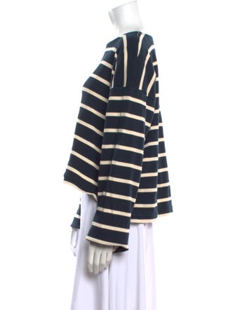 La Ligne Striped Bateau Neckline Sweatshirt