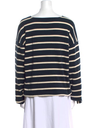 La Ligne Striped Bateau Neckline Sweatshirt