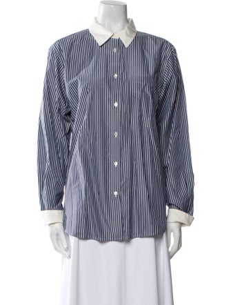 La Ligne Striped Long Sleeve Button-Up Top