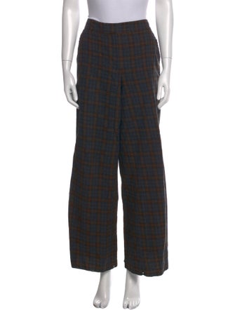 La Ligne Plaid Print Wide Leg Pants