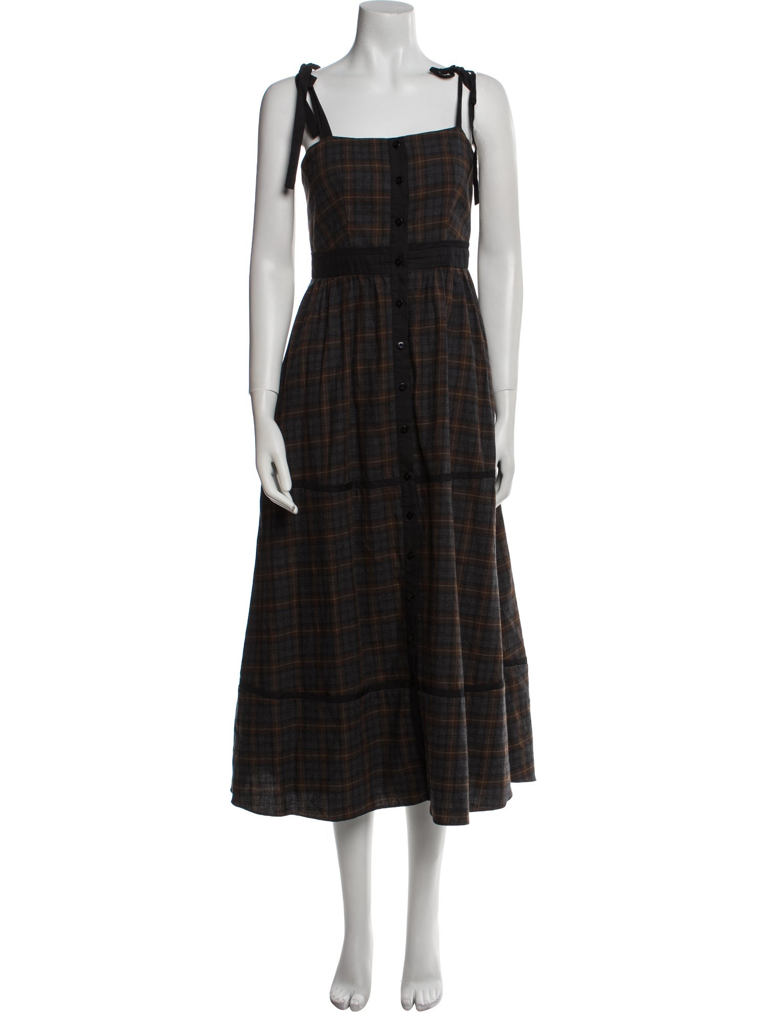 La Ligne Plaid Print Long Dress