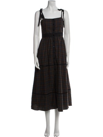 La Ligne Plaid Print Long Dress