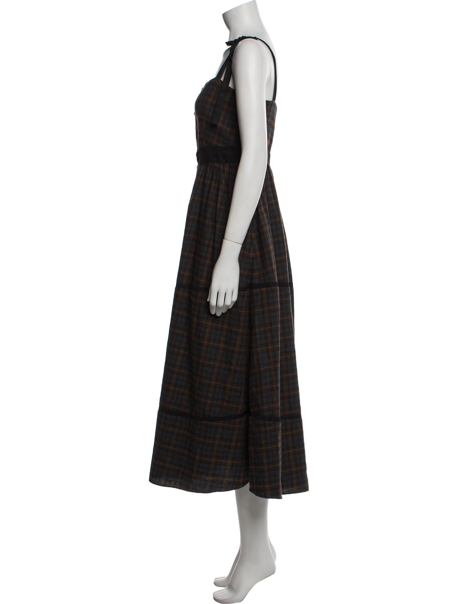 La Ligne Plaid Print Long Dress