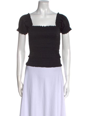 La Ligne Square Neckline Short Sleeve Crop Top