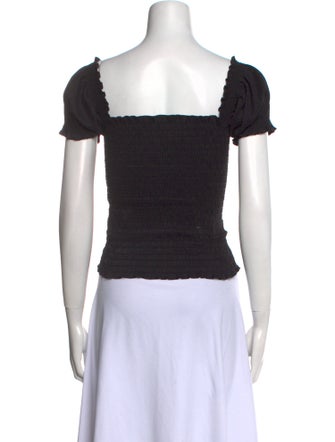 La Ligne Square Neckline Short Sleeve Crop Top