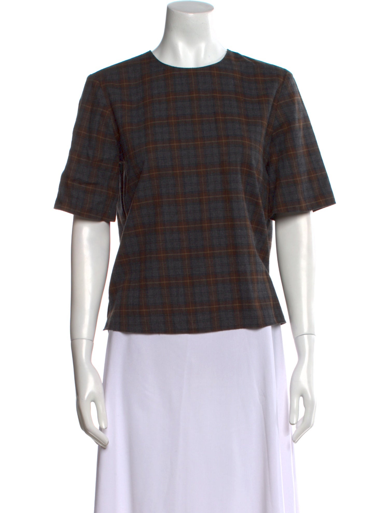 La Ligne Plaid Print Crew Neck T-Shirt