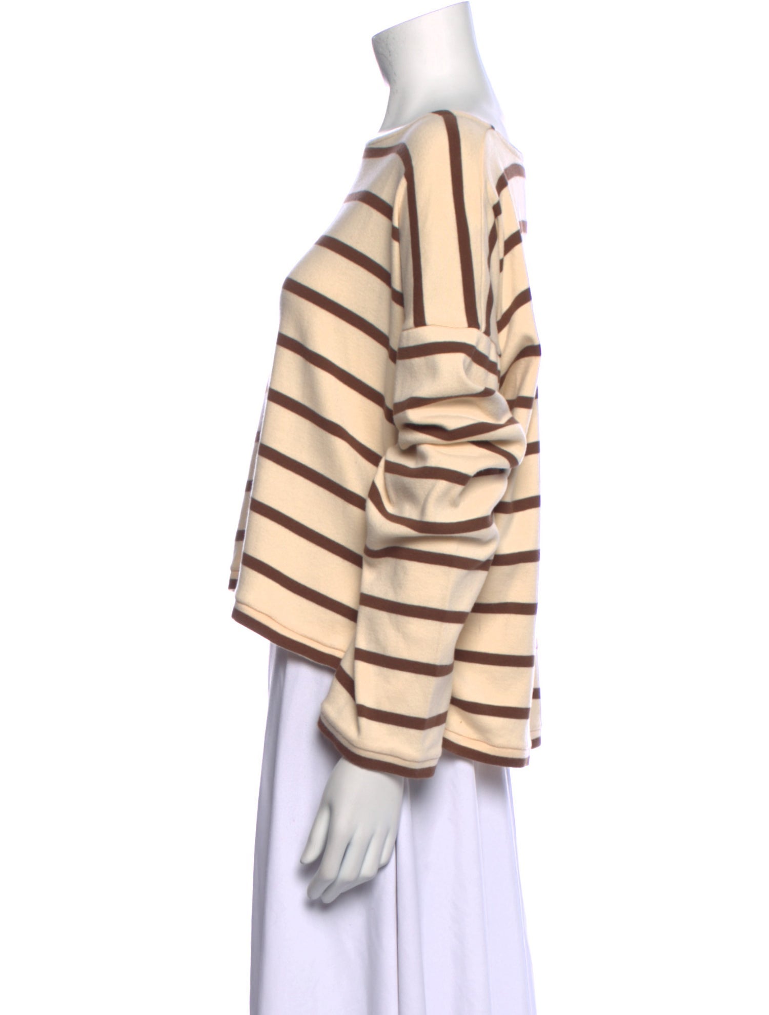 La Ligne Striped Bateau Neckline Crop Top