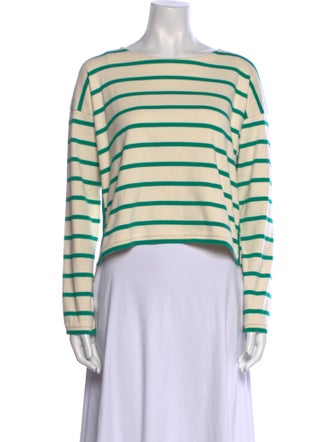 La Ligne Striped Bateau Neckline Crop Top